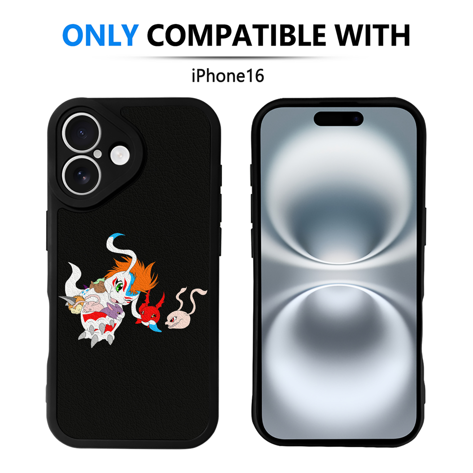 （画像用） Digimon デジタルモンスター/デジモン 【iPhone 16シリーズ対応】シリコンスマホケース（レザー調） 材質：シリコン